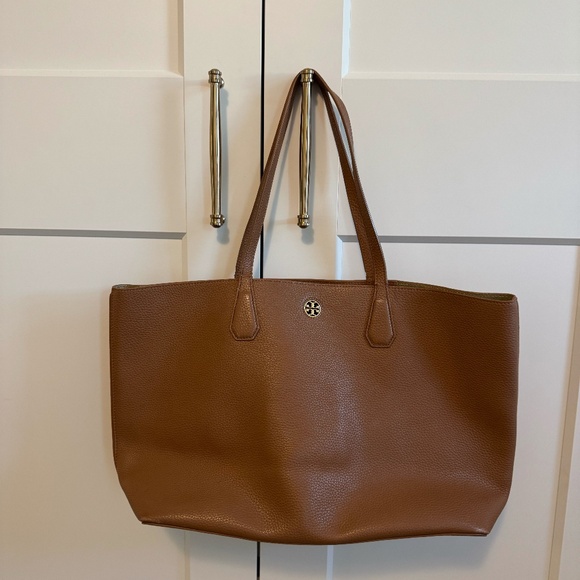 Tory Burch Robinson Tote | Cognac Leather with Gold Interior - Picture 1 of 8